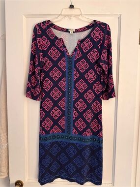 Hatley Navy and Pink Printed Tunic Top